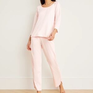 Lake pajamas Pima Long-Long Set in English Rose Stripe - XS / Cropped UGC
